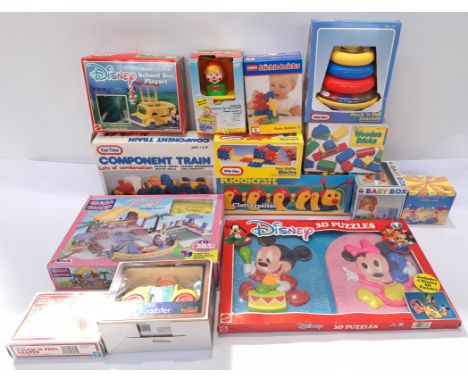 Little Tikes, Mattel &amp; Similar, a boxed group of Children's Toys. Includes Disney 3D Puzzle with others. Although uncheck