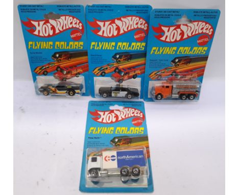 Mattel, a Sealed group of 80s "Hot Wheels" Flying Colors Vehicles. Includes Hiway Hauler 1174 with others. Although unchecked
