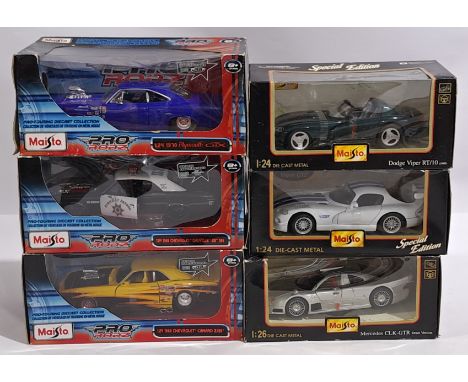Maisto Pro Rodz &amp; similar, 1:24 scale &amp; similar, a boxed Car group. Includes 1968 Chevrolet Camaro Z/28, Dodge Viper 