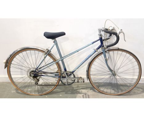 Raleigh Wisp B4 Vintage Women's Geometry Bicycle - racing handlebars and wheels, lightweight frame with side stand fitted, 5-