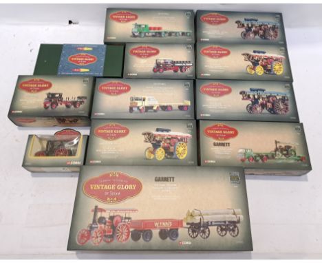 Corgi, a boxed group of "Vintage Glory of Steam" Vehicles. Includes 80305 4CD Road Tractor Trailers &amp; Log Load "Wynns" wi