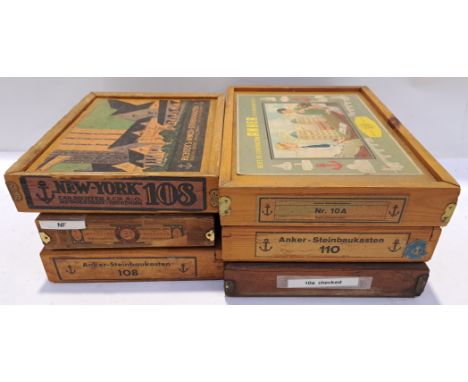 Anchor/Anker, a boxed group of "Vintage" Construction Brick Sets. Includes set "Nr. 10A" with others. Although unchecked for 