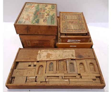 Anchor/Anker &amp; Similar, a boxed group of "Vintage" Construction Wood &amp; Brick Sets. Includes set "408" with others. Al