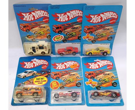 Mattel, a Sealed group of 80s "Hot Wheels" Vehicles. Includes Firebird Funny Car No. 3250 with others. Although unchecked for