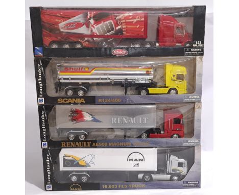 NewRay Long Hauler &amp; similar, 1:32 scale, a boxed Truck, Trailer &amp; Tanker group. &nbsp;Although unchecked for complet