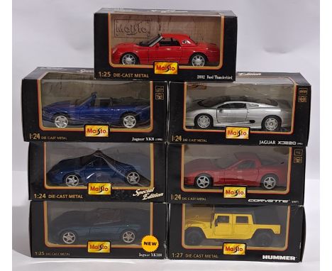 Maisto 1:24 scale &amp; similar, a boxed Car &amp; similar group. Includes Corvette (1997), Jaguar XK180 &amp; Hummer. &nbsp;