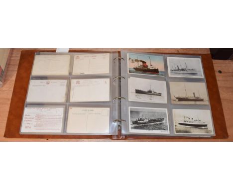 A modern album containing 168 postcards of Shipping interest. Many of the cards are of passenger ships but Naval are also inc
