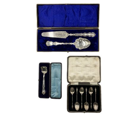 Set of six silver coffee spoons with apostle finials Sheffield 1925 Maker Cooper Bros., early Victorian silver long handled c