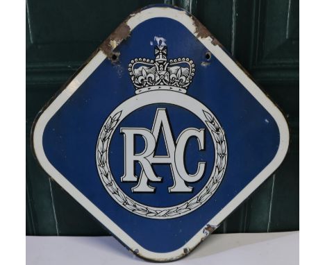 RAC double sided enamel sign, 46cm x 46cm 