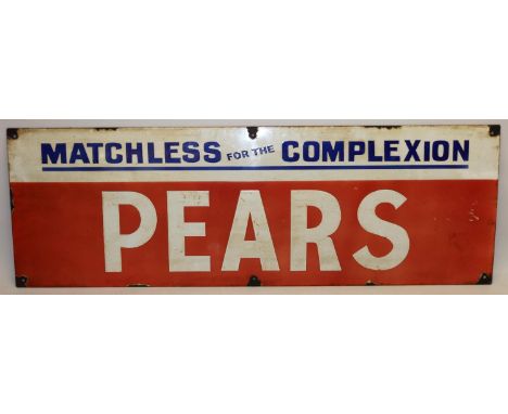 Pears 'Matchless for the Complexion' enamel sign, 91.5cm x 30.5cm 