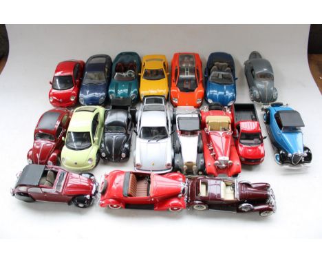 Selection of 1/18 scale and other scale diecast model vehicles incl. Maisto, Solido, Motor max etc. (18) 