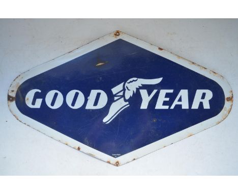 Plate steel enamel advertising sign for Goodyear, 74.5cm x 44cm.