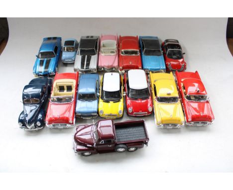 15x unboxed 1/18 scale diecast model vehicles incl. Maisto, Mira etc. 