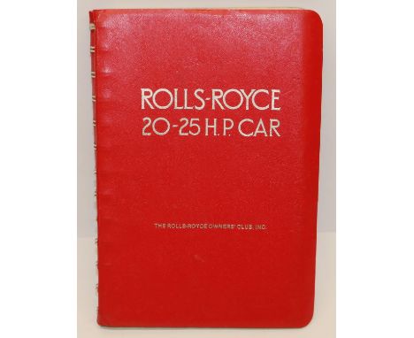 Rolls-Royce 20-25 H.P. Car manual, from the Rolls-Royce Owners Club Inc. 