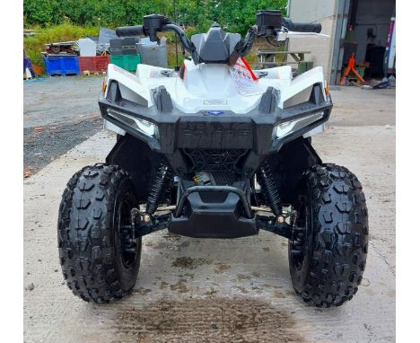 Polaris Outlaw 70 EFI kids quad bike with electronic fuel injector, single leaver disc brake, enclosed engine, parent adjusta
