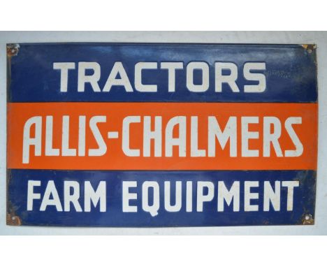 Plate steel enamel advertising sign for Allis-Chalmers Tractors Farm Equipment, 45.5cm x 26.8cm