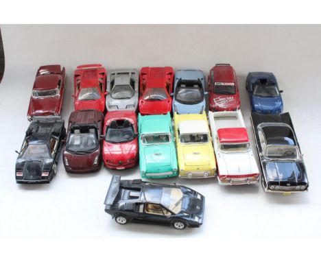 15x unboxed 1/18 scale diecast model vehicles incl. Maisto, Ertl etc. 