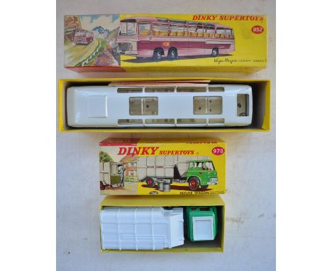 Vintage boxed Dinky Supertoys 952 Vega Major Luxury Coach and 978 Refuse Wagon. Coach with original instructions but missing 