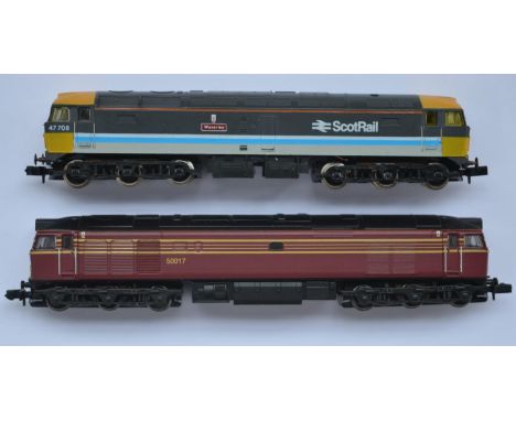 Graham Farish (By Bachmann) N gauge 371250 Class 50 50017 in LMS Maroon livery with Gold Bands (model near mint condition) an