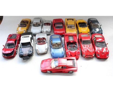 15x unboxed 1/18 scale diecast model vehicles incl. Maisto &amp; Burago 