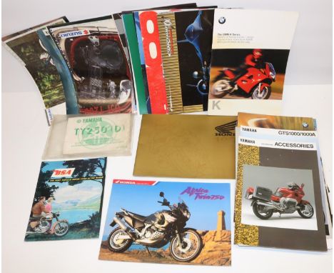 Collection of Motor Cycle Brochures from 1980s/90s mainly Japanese inc. Yamaha TY250 (D) Owners Service Manual (60)