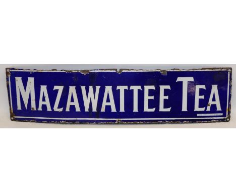 Blue 'Mazawattee Tea' enamel sign, 60.5cm x `5cm 