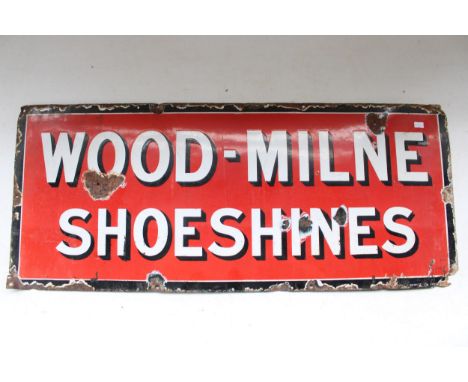 Wood-Milne Shoeshine enamel sign, H38cm x W91cm 