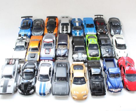 24x unboxed 1/24 scale diecast model vehicles, mostly by Jada Toys 