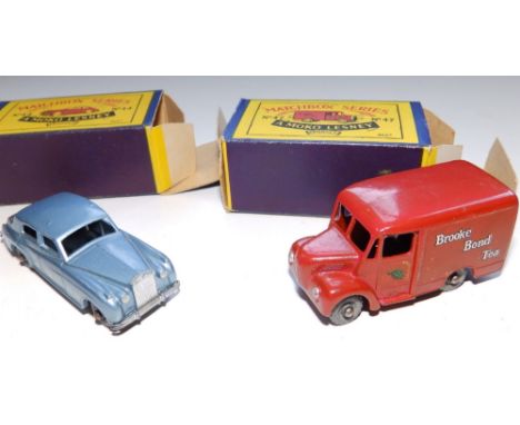 A boxed Matchbox Rolls Royce Silver Cloud No. 44 and a boxed Brooke Bond Tea van No.47. (2)