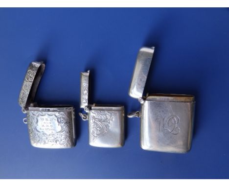 Three Chester silver vesta cases.