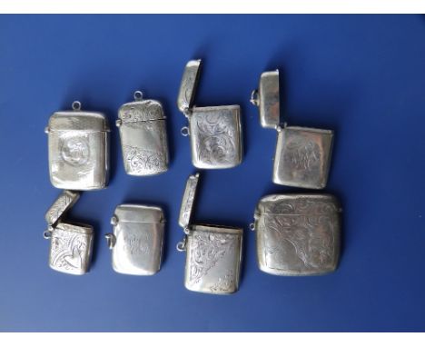 Eight various Birmingham silver vestas.