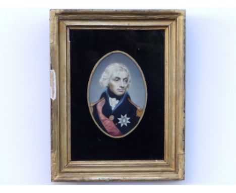 An oval  miniature portrait  painting  commemorating the death of Nelson,  3.25" high.