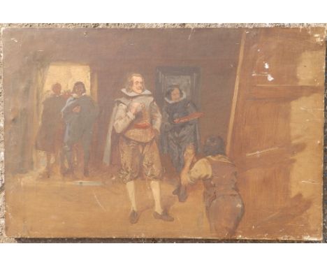 Fred Roe RI (1864-1947) - oil on canvas - Sketch for his painting 'Philip IV visiting Velazquez in his studio', 16" x 24" - u