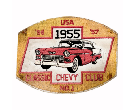 A Large 1955 Chevy in period sew on patch. Dimensions circa 17cm H x 23cm W 