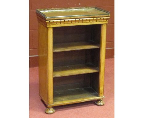 A 19th century satinwood small open book shelf with brass gallery top, 84 x 56 x 30cm  