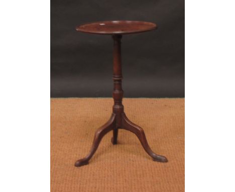 A late 18th century mahogany tripod table with tray moulded edge and a similar George III mahogany tray top tripod table (2) 