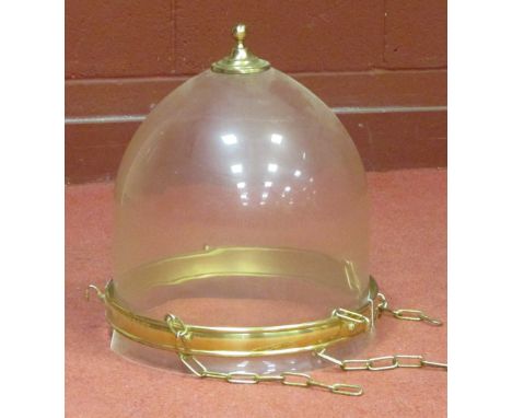 A gilt brass mounted glass hemispherical lantern  