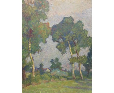 K. Upton, kittens, oil on canvas 20 x 66cm together with A.Maguire, landscape with trees, oil on canvas, 73 x 56cm (2)  