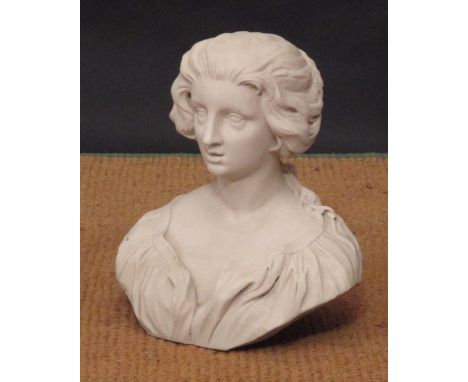 A composite marble female portrait bust, 41cm high  