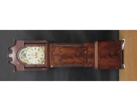 A William IV mahogany longcase clock with 8 day movement to a painted arched dial with moonphase, 229cm high  