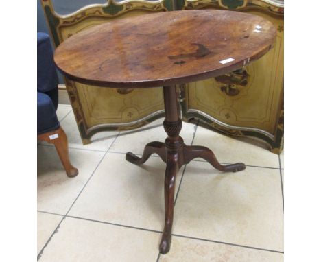 A George III mahogany tripod table with wrythen moulded column, 68 x 71cm diameter  