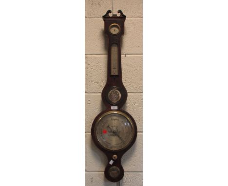 A 19th century mahogany banjo cased barometer, signed Pedrone Carlisle  