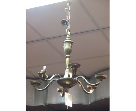 A brass ceiling light, together with another similar and other wall lights  