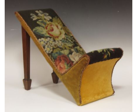 A floral upholstered gout stool, on spade feet  
