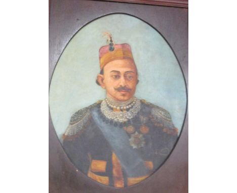 An oil portrait of a Maharajah, circa 1900  