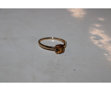 A 9ct gold ring set with citrine coloured stone, approx. total weight 1.6gms , ring size P/Q