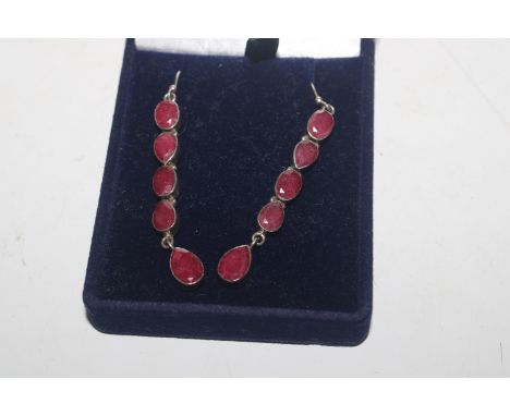 A pair of 925 silver and Indian ruby ear-rings