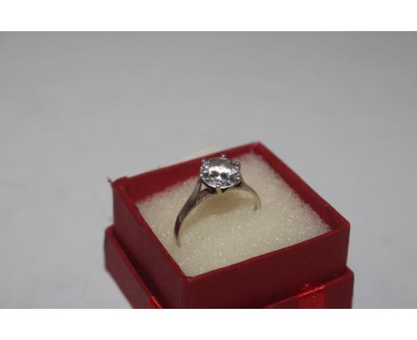 A 925 silver ring set with white stone, ring size Q