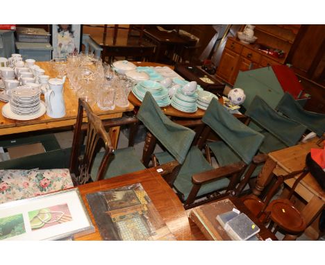 A 19th Century Chippendale style standard chair, and four folding Director's type garden chairs 