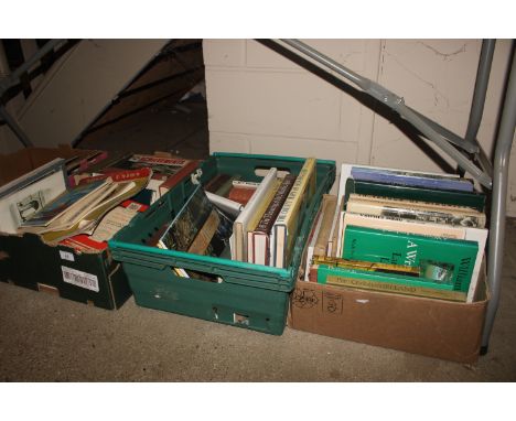 Three boxes of various books including Sotheby's at Auction, various art related books, Ordnance Survey maps etc.